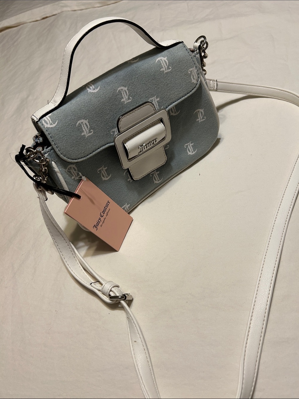 Juicy Couture Light Blue Logo Crossbody with White Trim